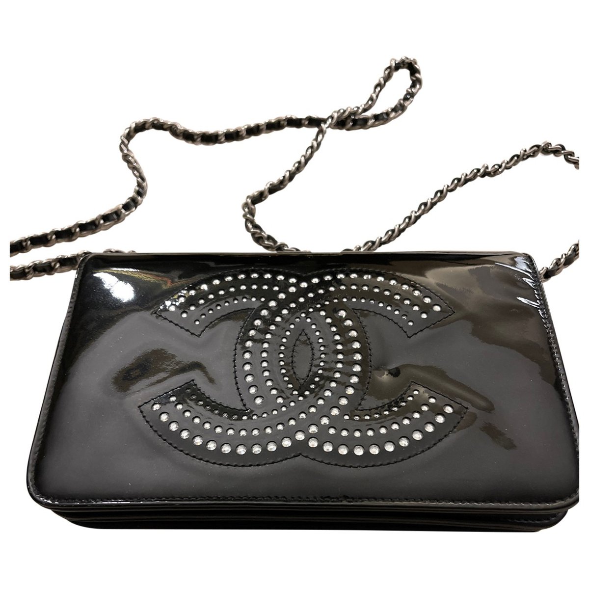 Wallet On Chain patent leather crossbody bag