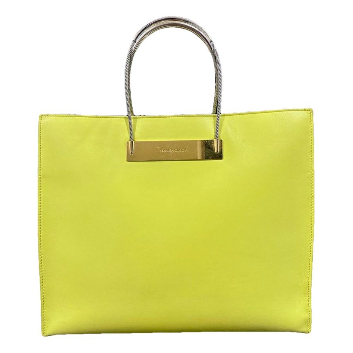 Cable leather tote