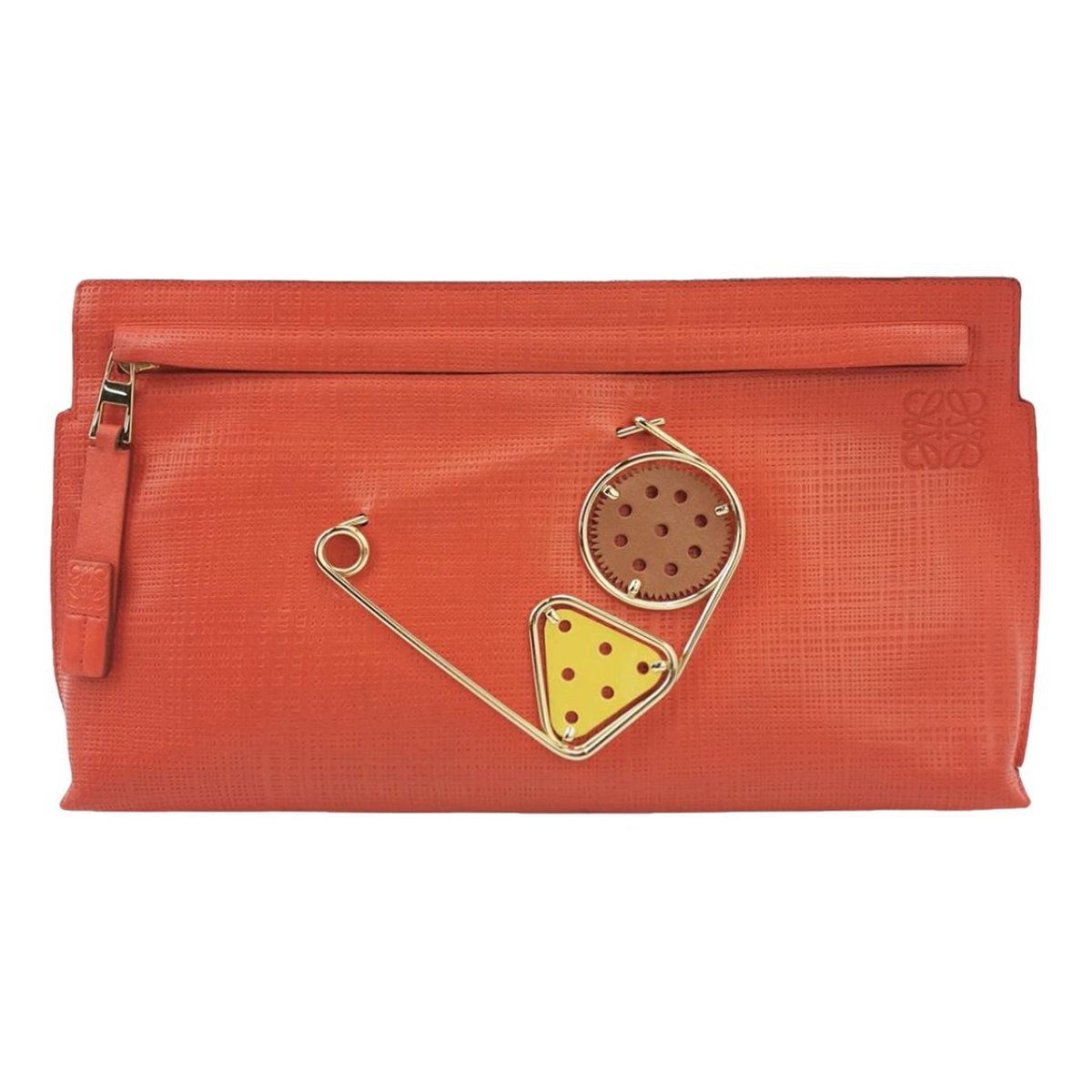 T Pouch leather clutch bag
