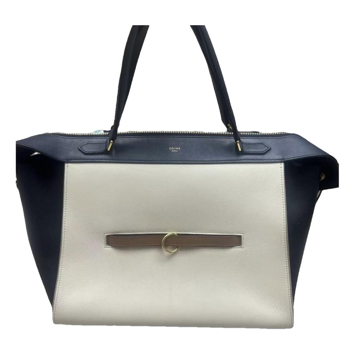 Ring leather handbag