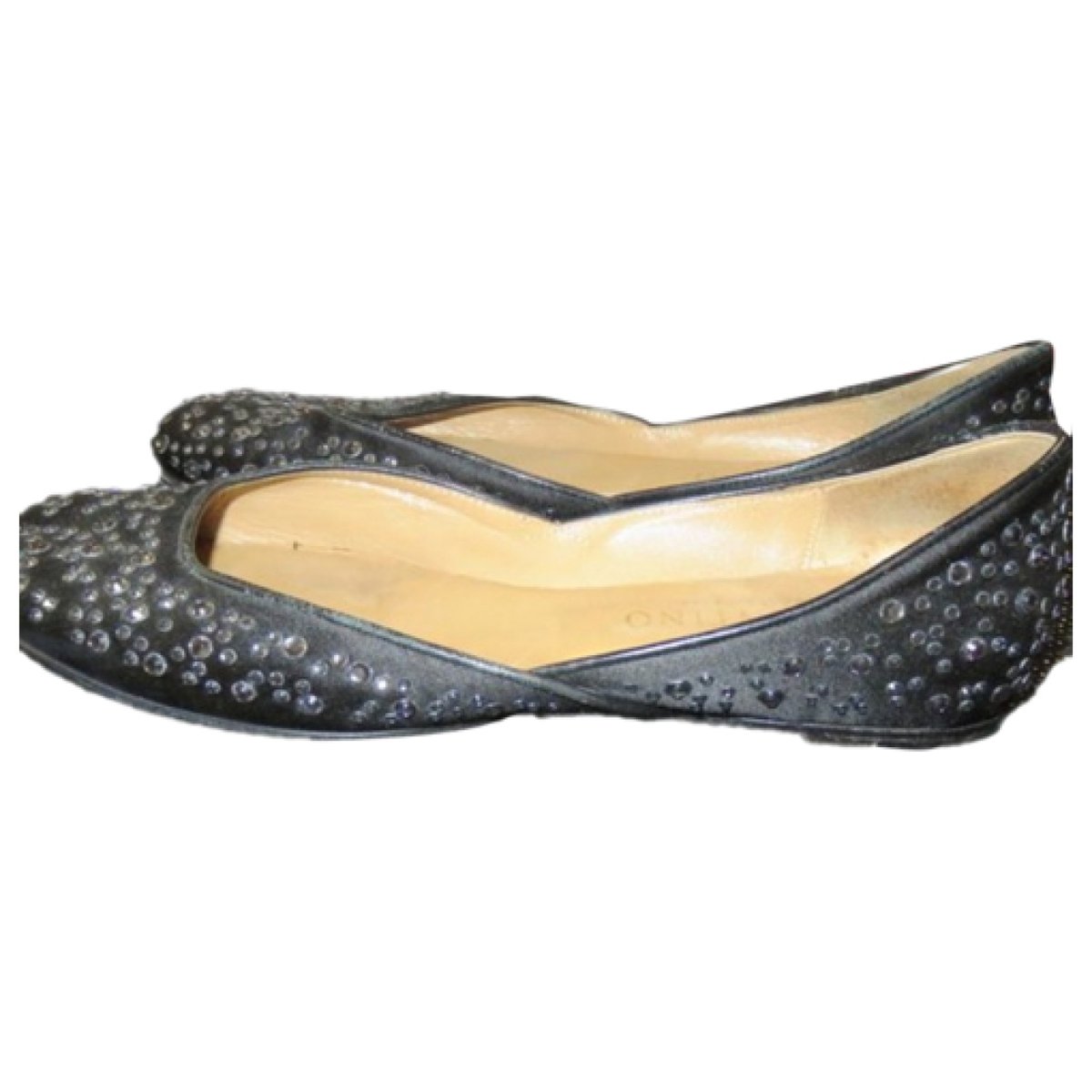 Rockstud leather ballet flats