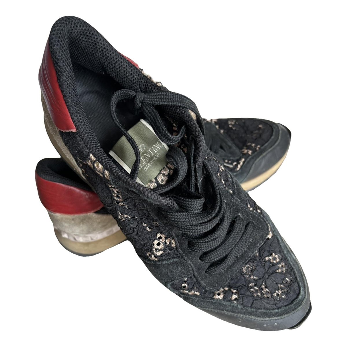 Rockstud cloth trainers