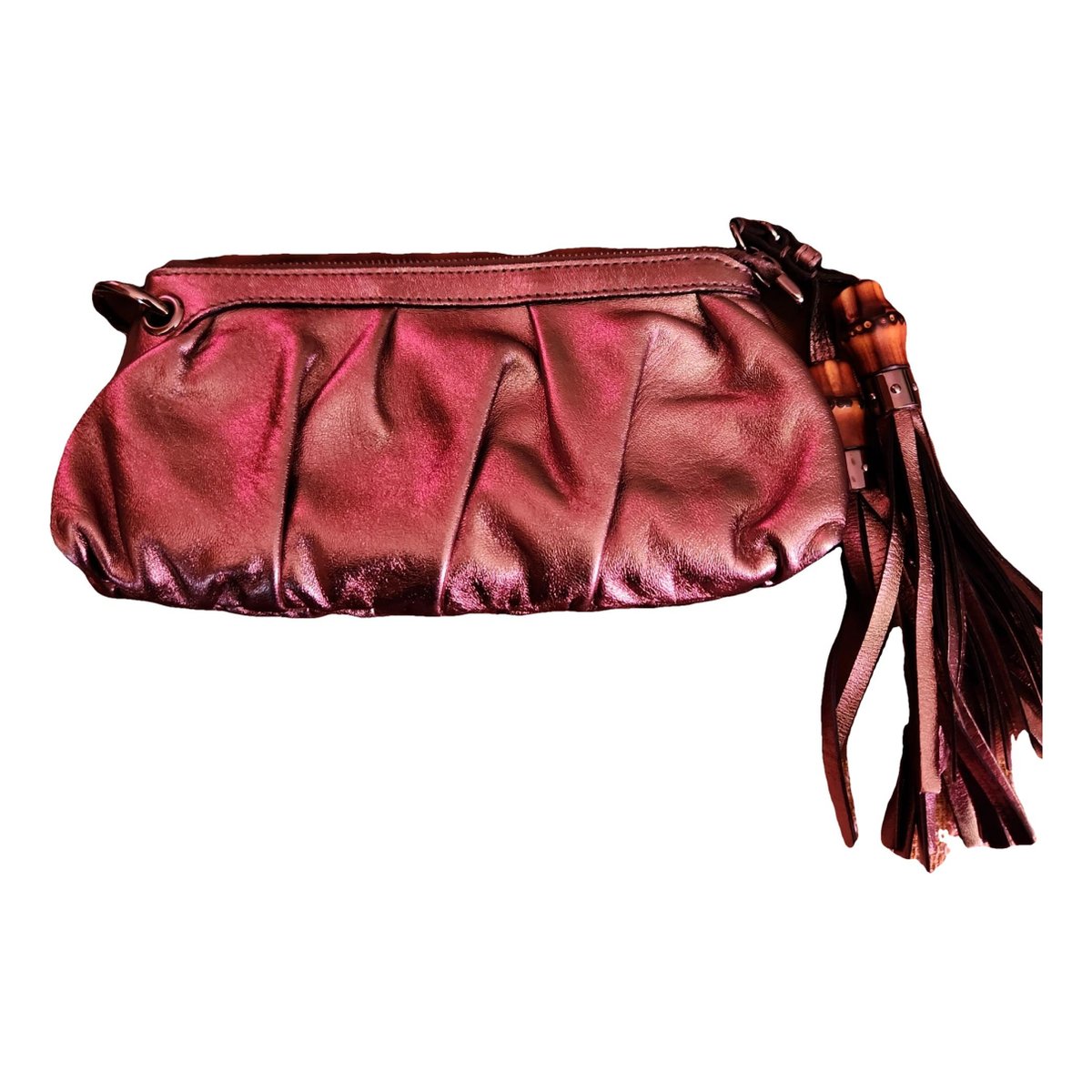 Bamboo leather clutch bag