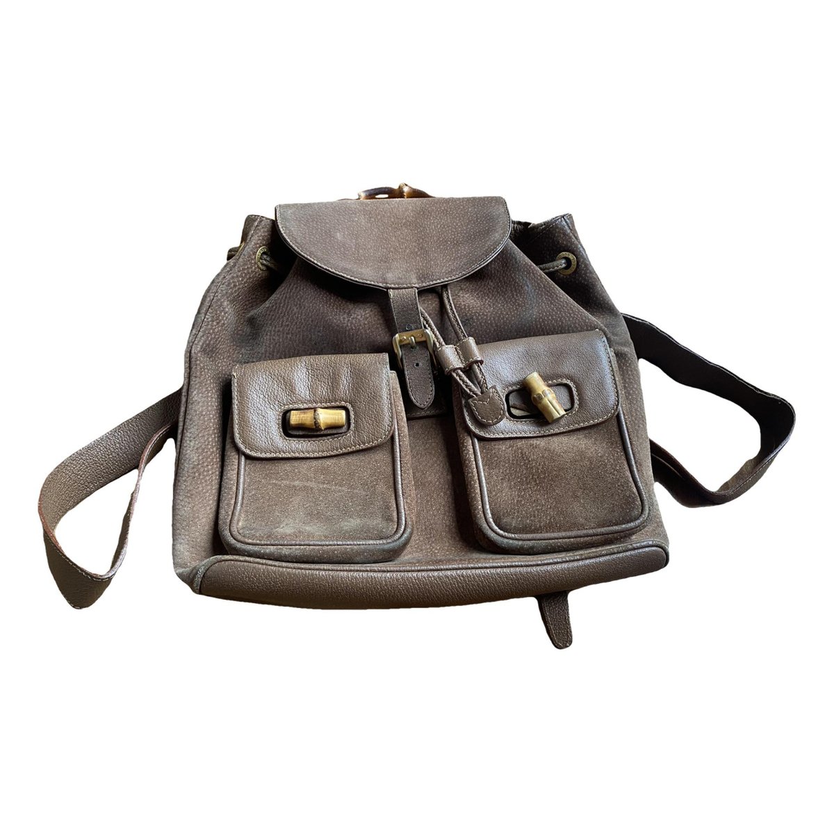 Bamboo Tassel Oval leather backpack