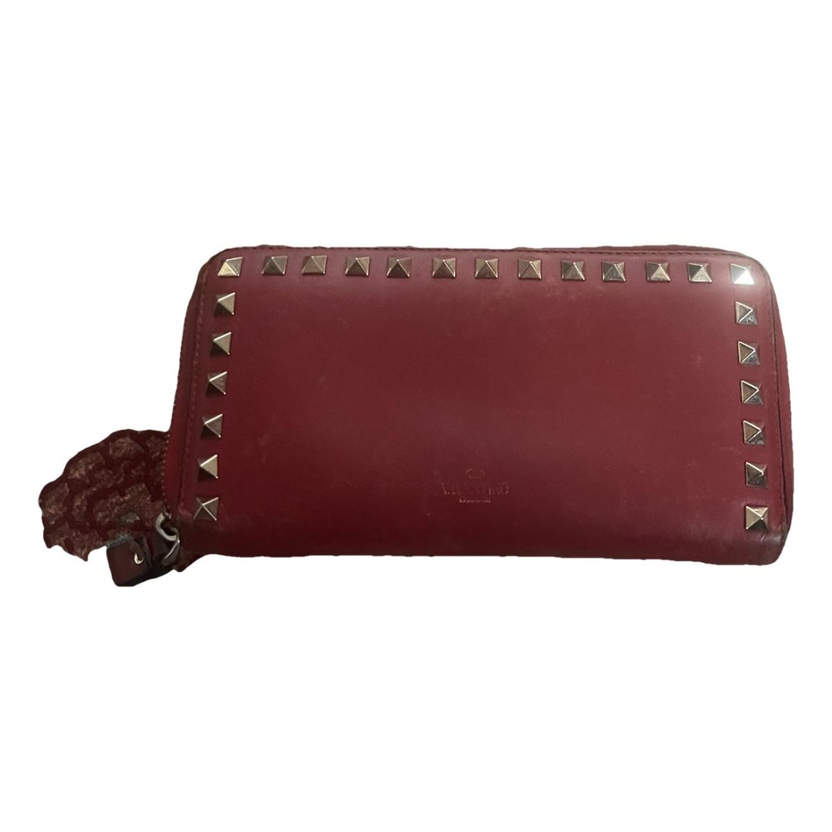 Rockstud leather clutch