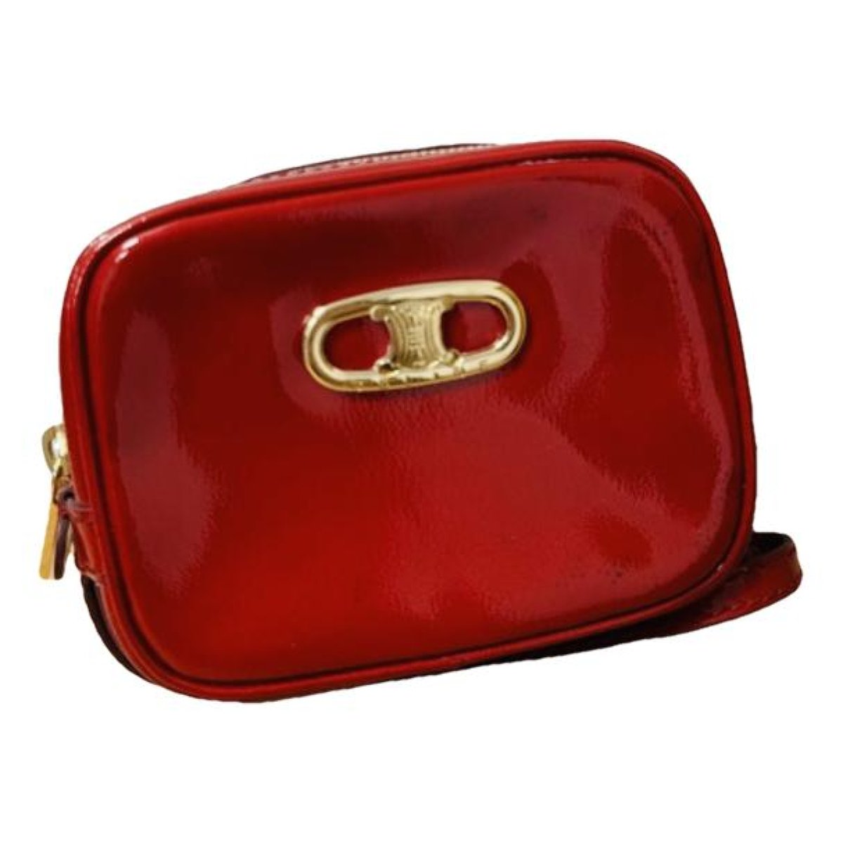Charm patent leather clutch bag