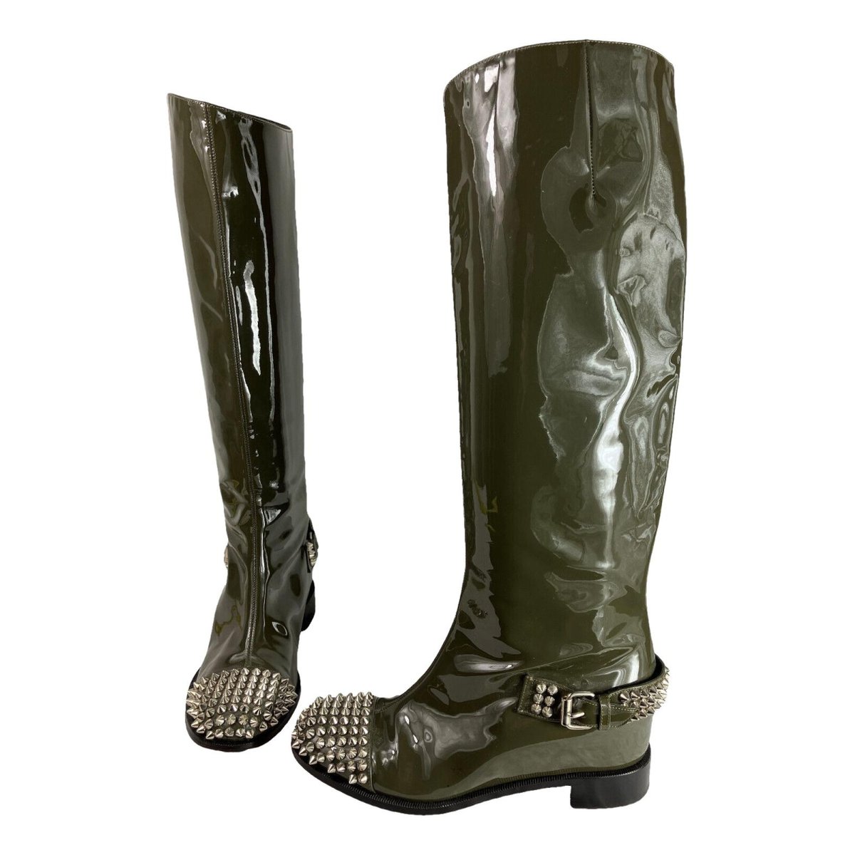 Egoutina patent leather biker boots