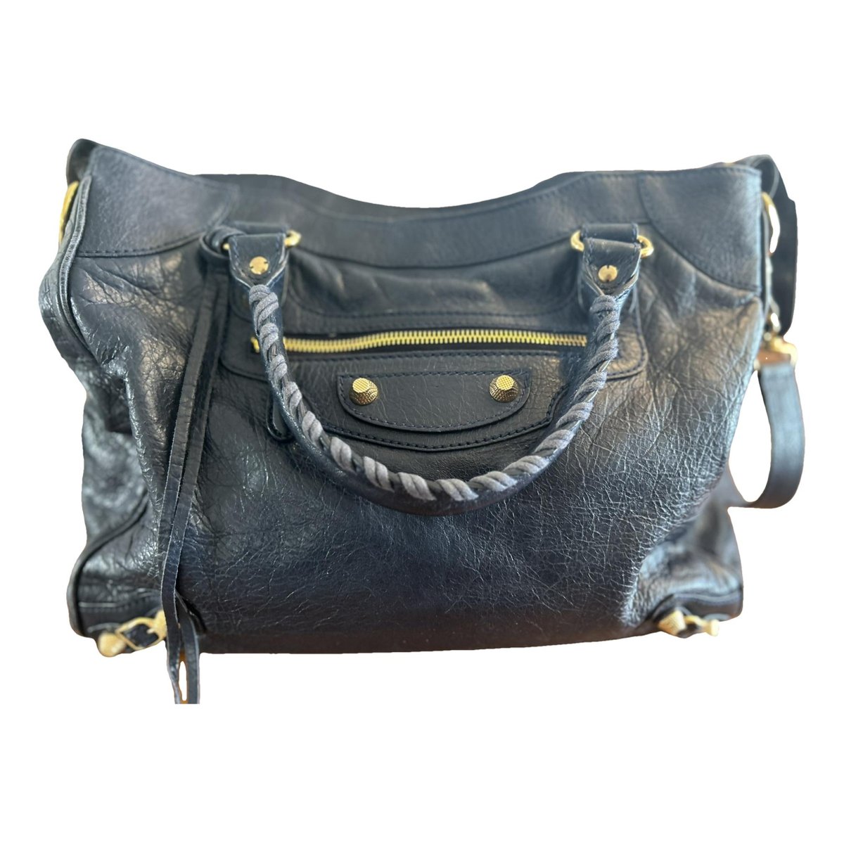 Cable leather tote