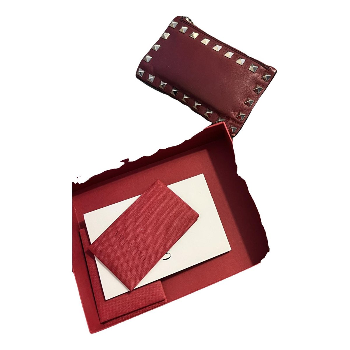 Rockstud leather card wallet