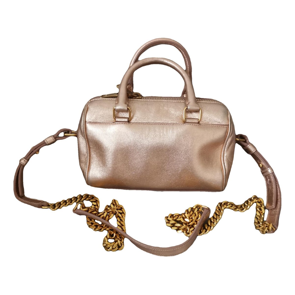 Duffle leather handbag