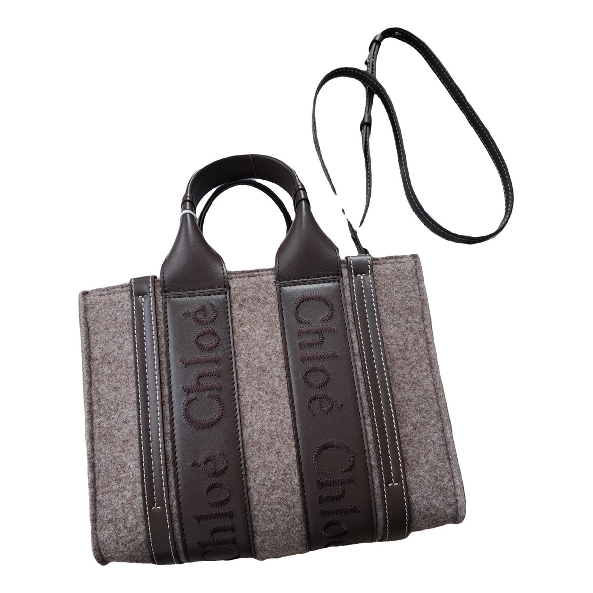 Woody leather tote