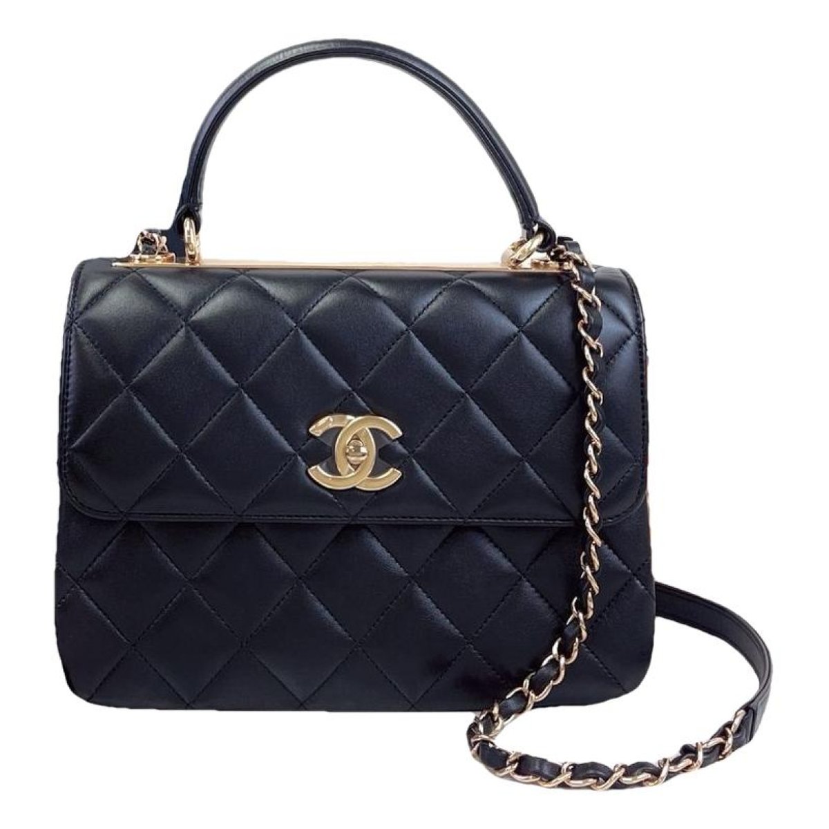 Trendy CC Top Handle leather handbag