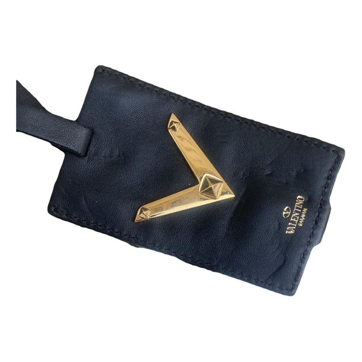 Rockstud leather key ring