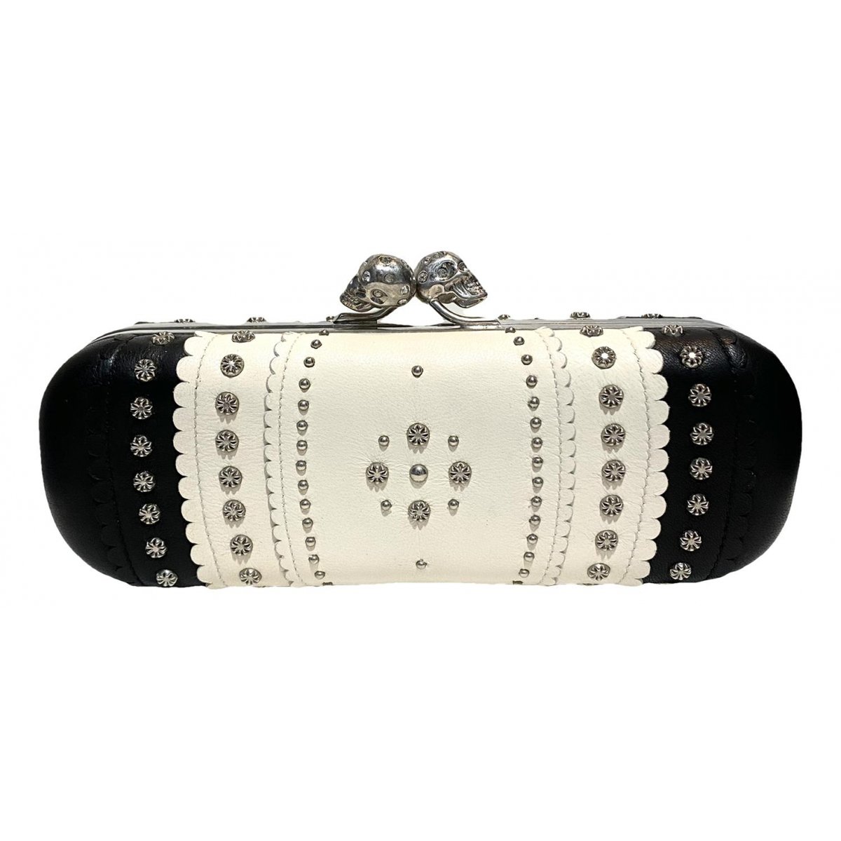 Skull leather clutch bag