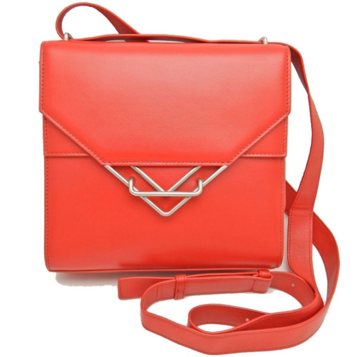 Clip leather handbag
