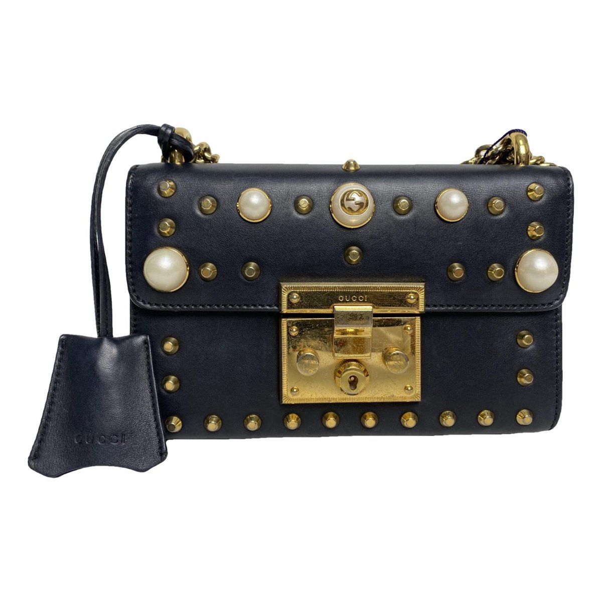 Padlock leather handbag