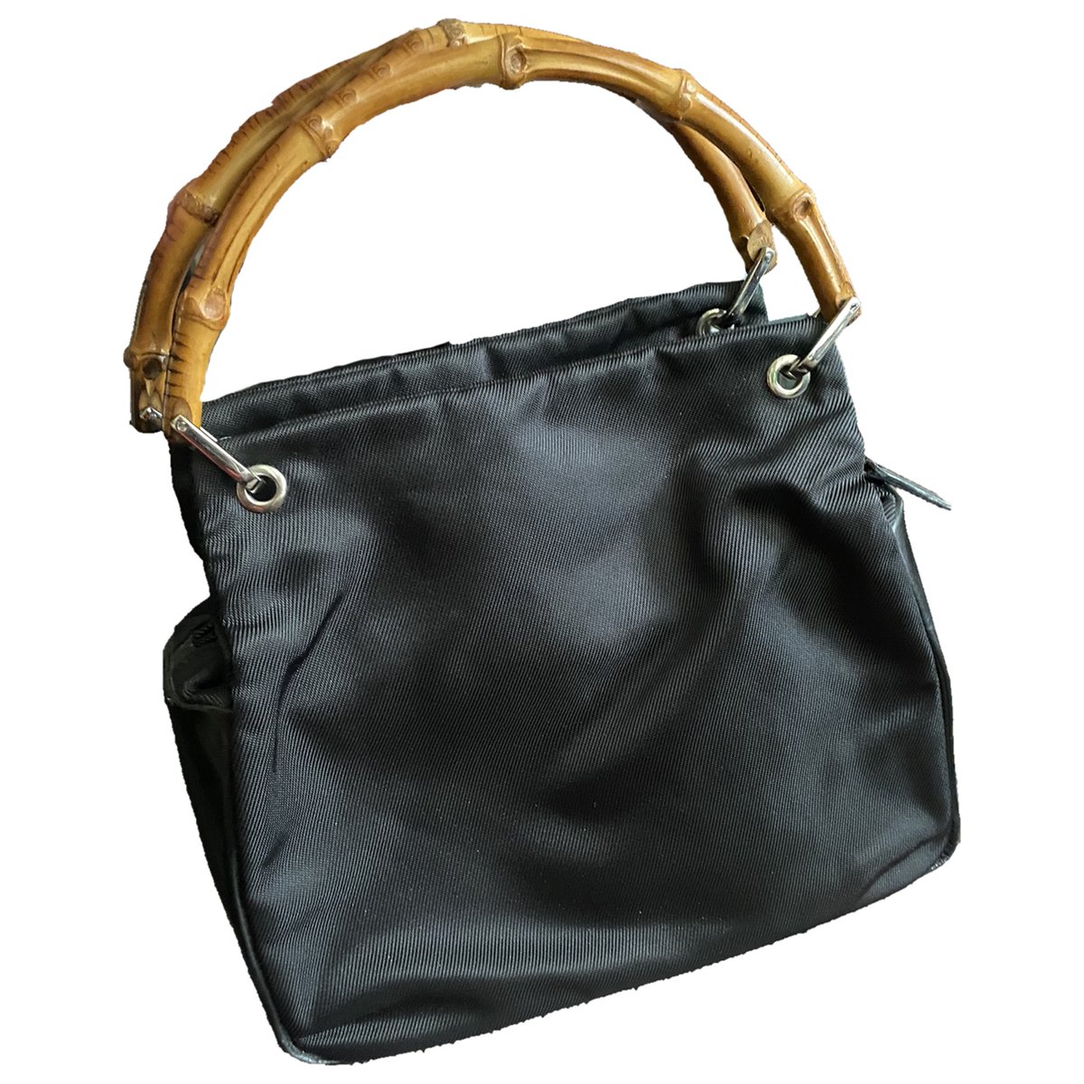 Bamboo patent leather clutch bag
