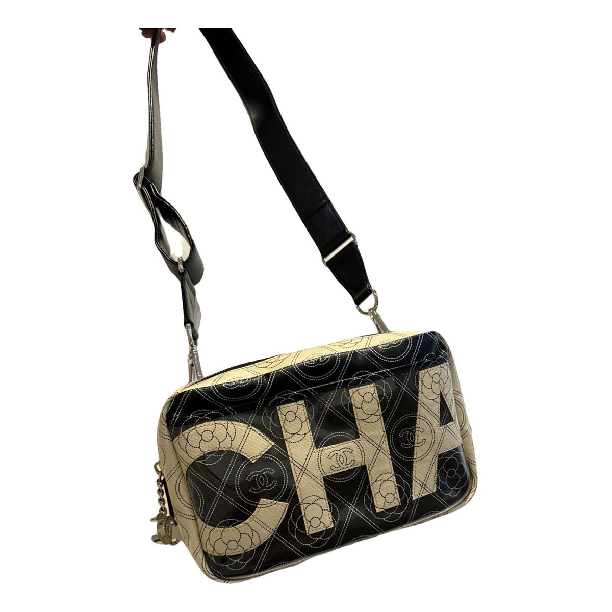 Camera vinyl crossbody bag