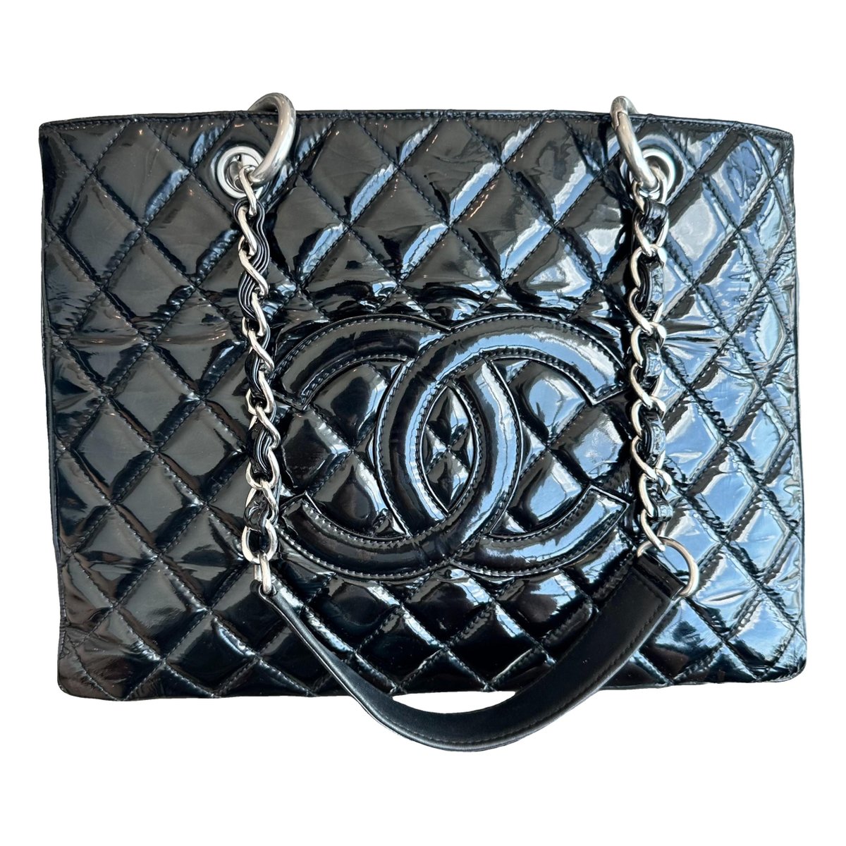 Grand shopping patent leather handbag