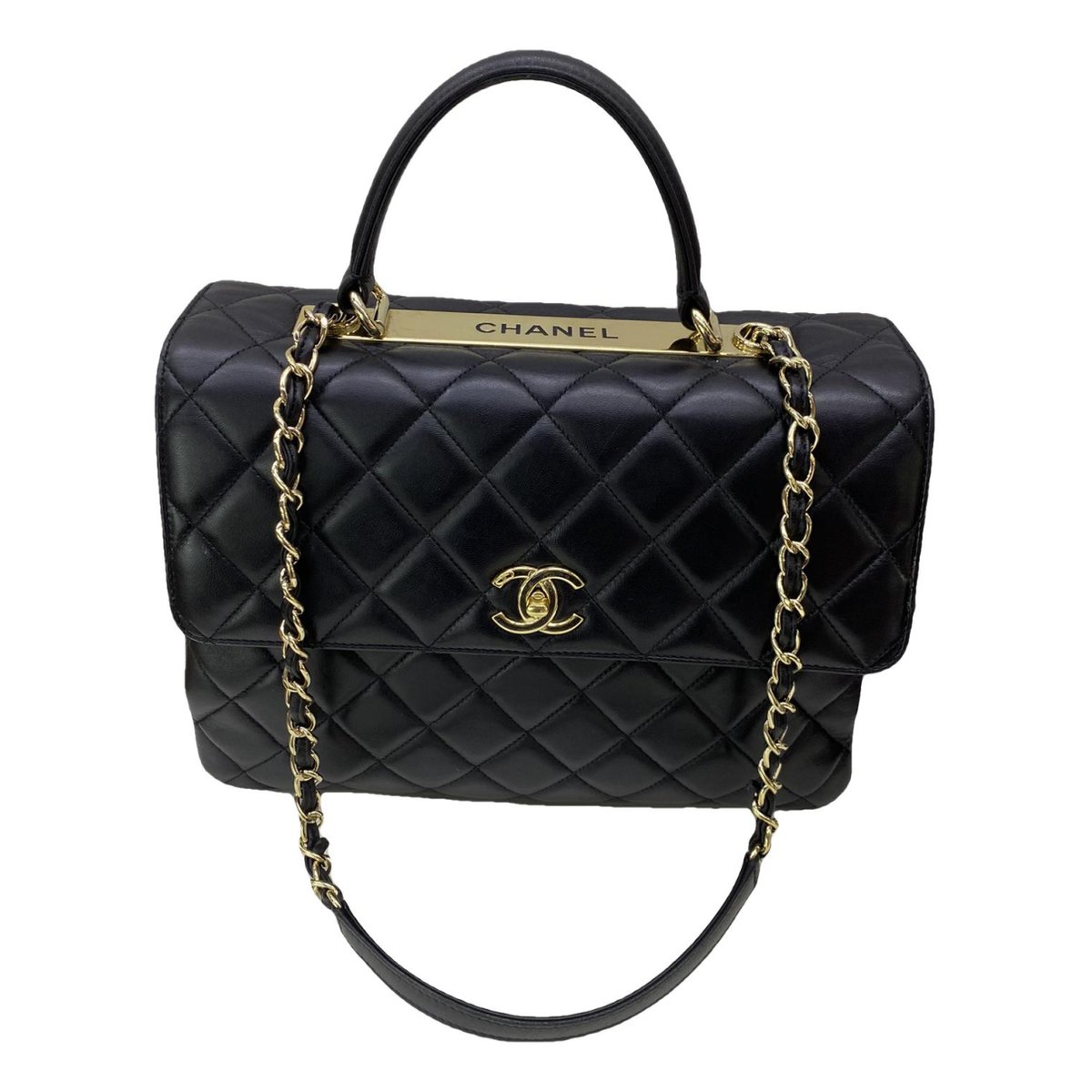 Trendy CC Top Handle leather handbag