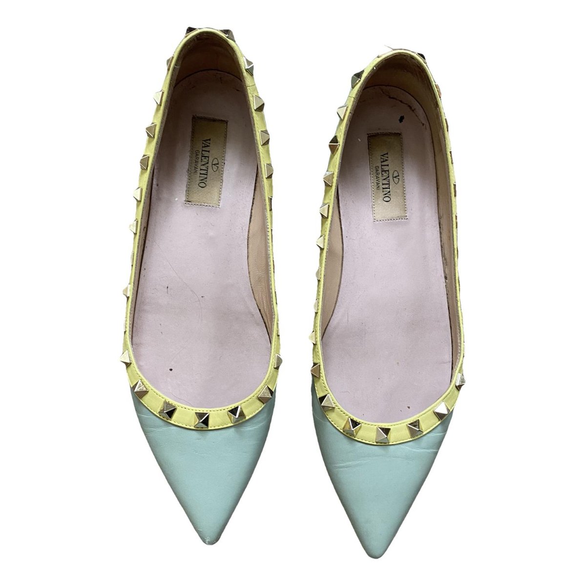 Rockstud leather ballet flats