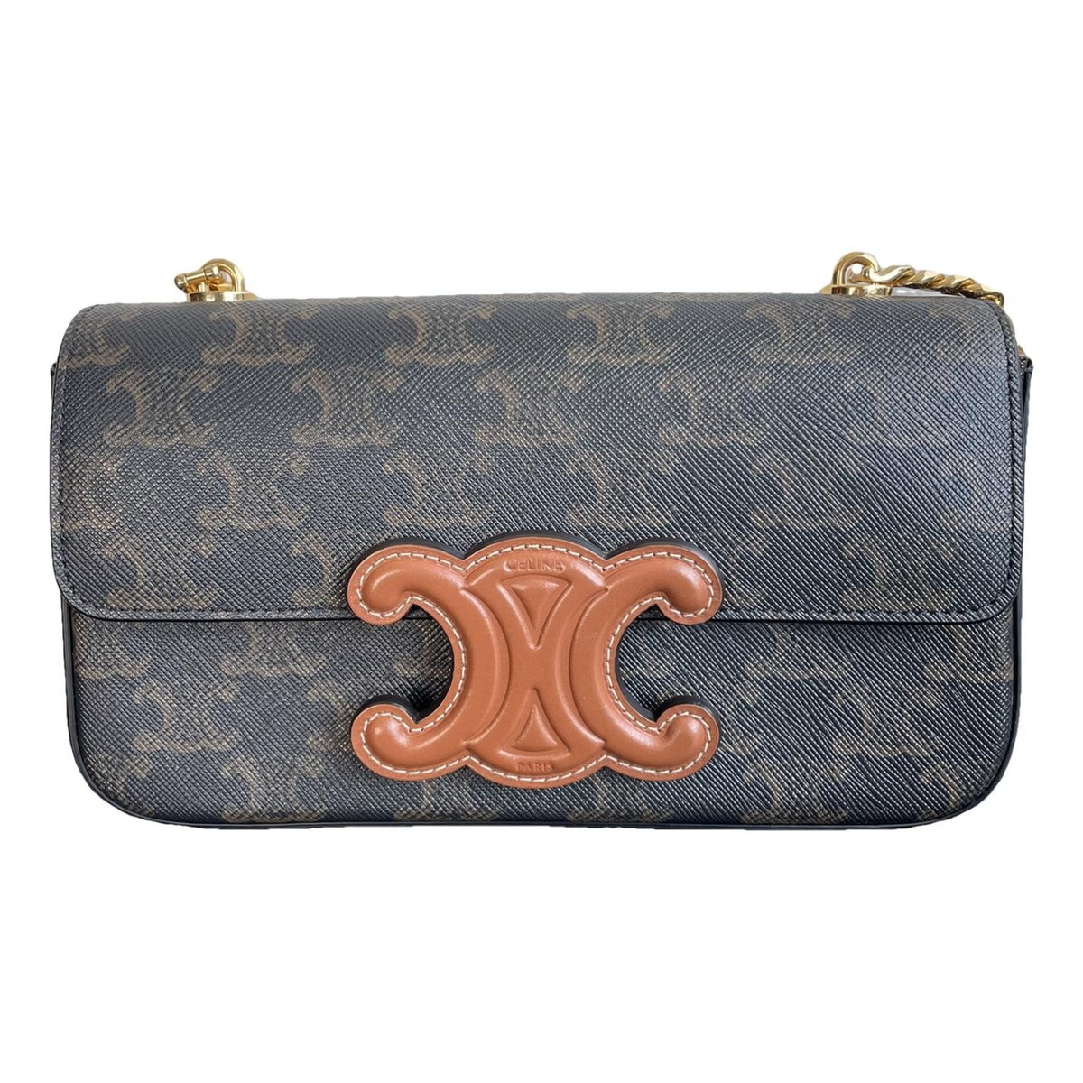 Triomphe chain leather handbag