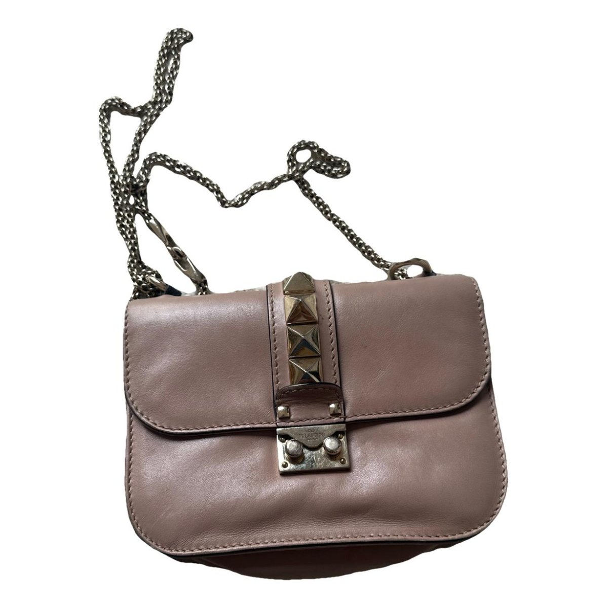 All over chain leather handbag