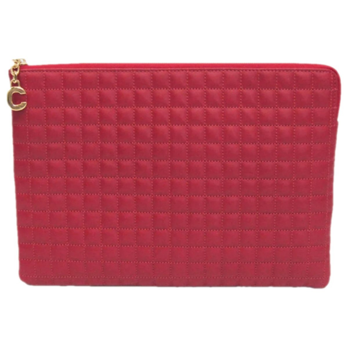 Charm leather clutch bag