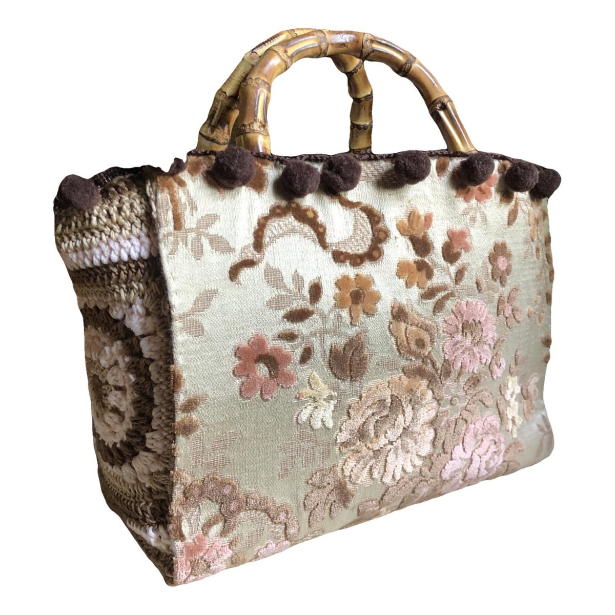 Crochet velvet handbag