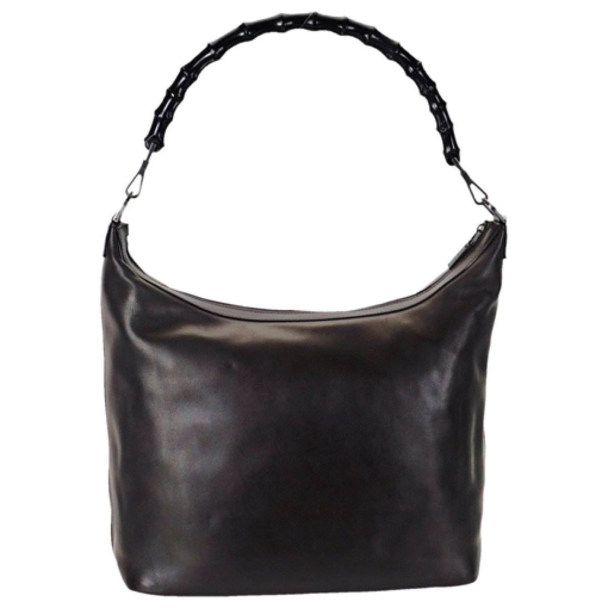 Bamboo Zip Top Handle leather handbag
