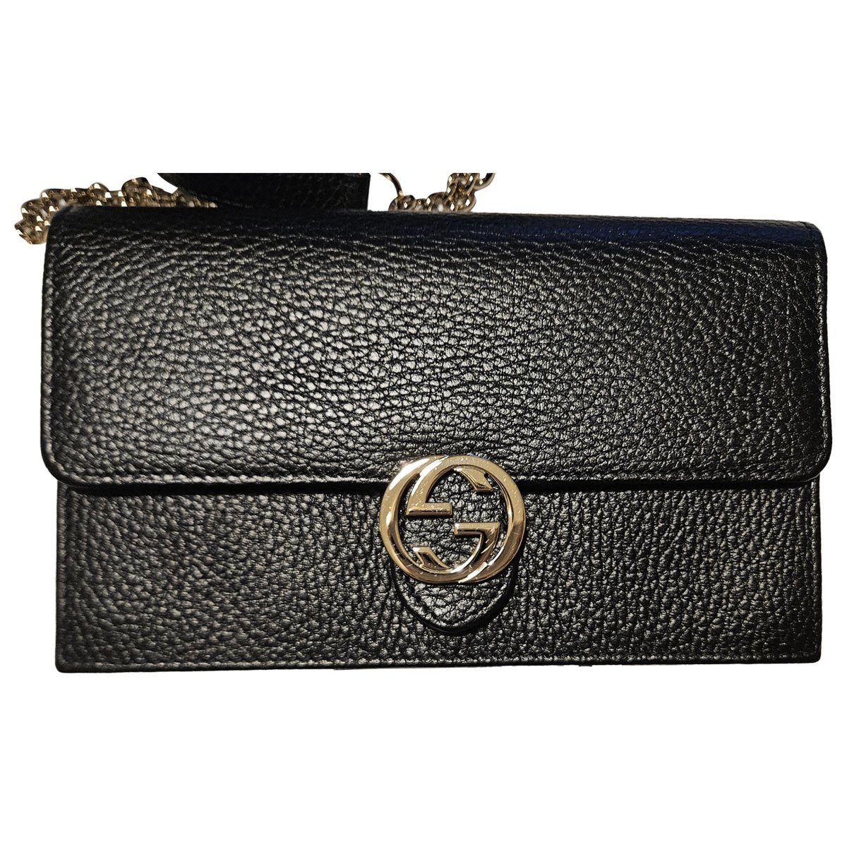 Interlocking leather clutch bag