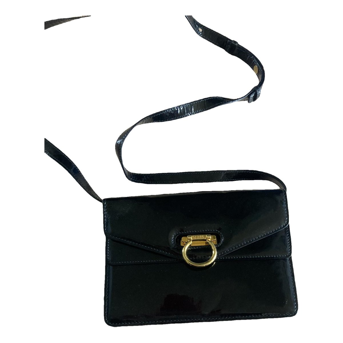 Clasp patent leather handbag
