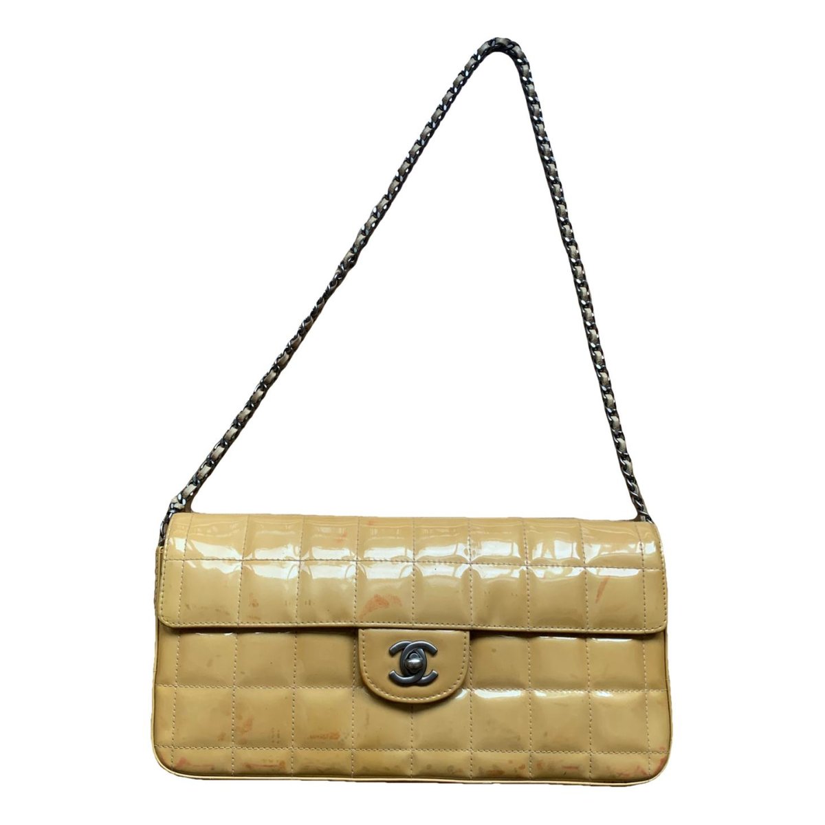 East West Chocolate Bar patent leather handbag