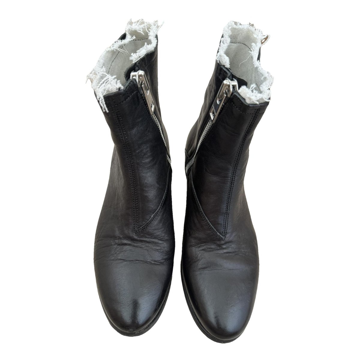 Break leather ankle boots