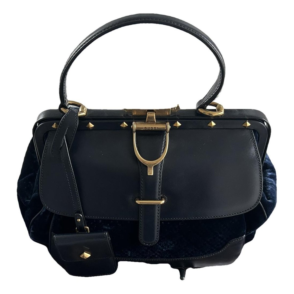 Stirrup velvet handbag