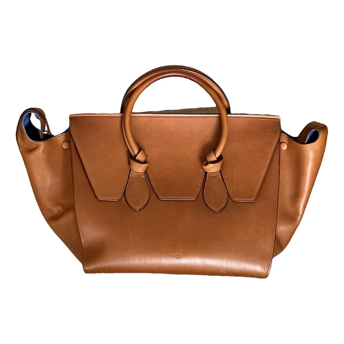 Tie leather handbag