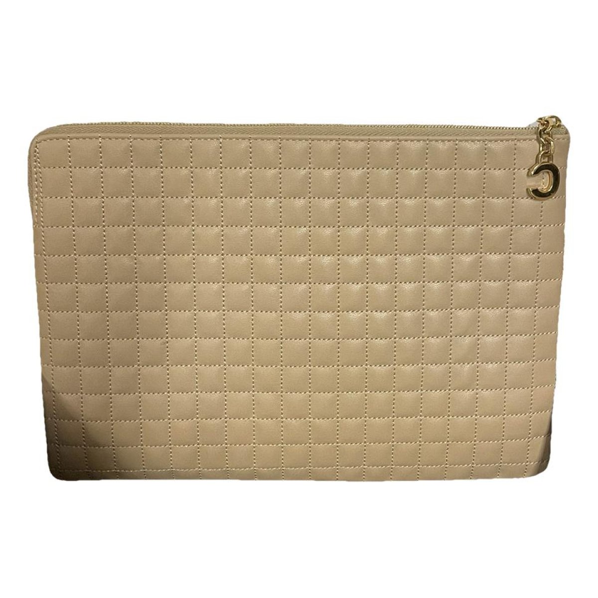 Charm leather clutch bag