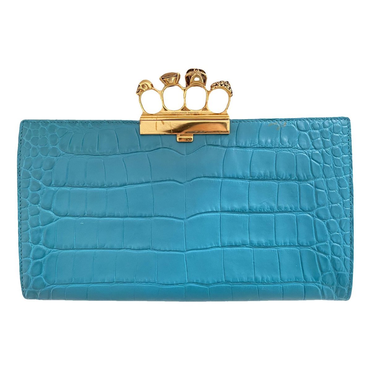 Knuckle leather clutch bag