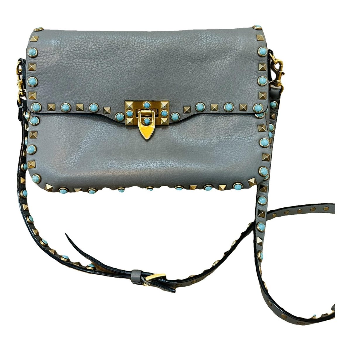 Guitar Rockstud leather crossbody bag
