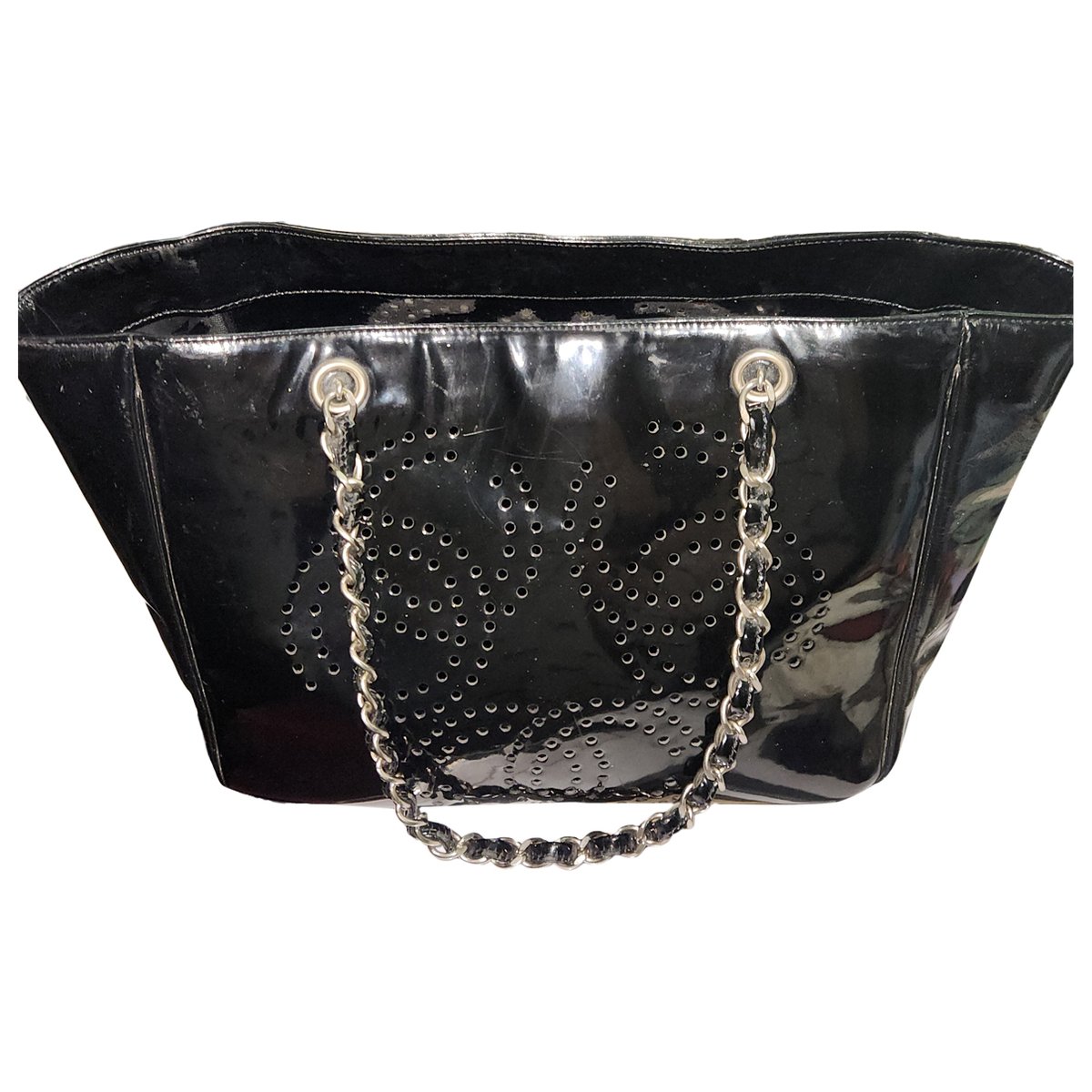 Vintage CC Chain patent leather tote