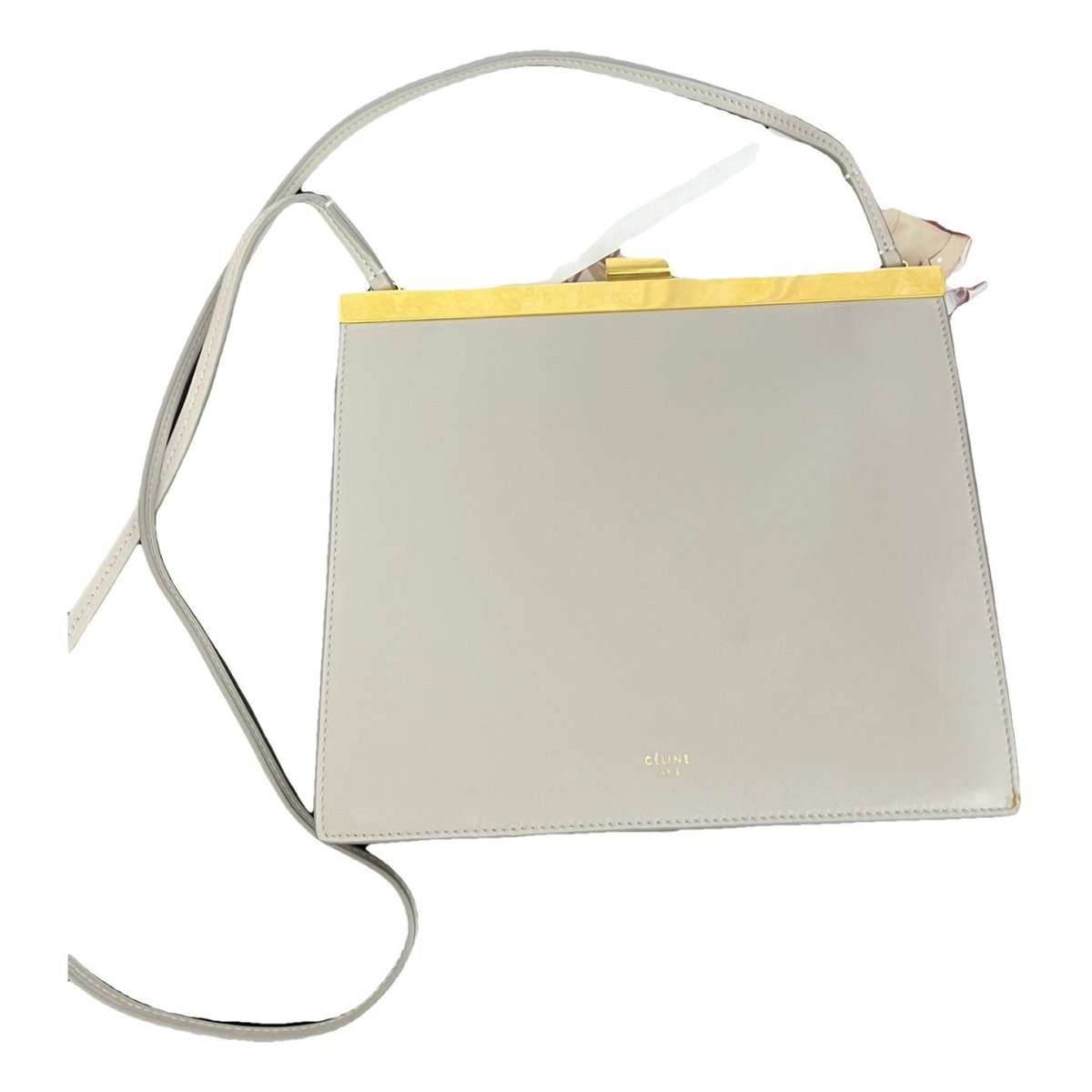 Clasp leather handbag