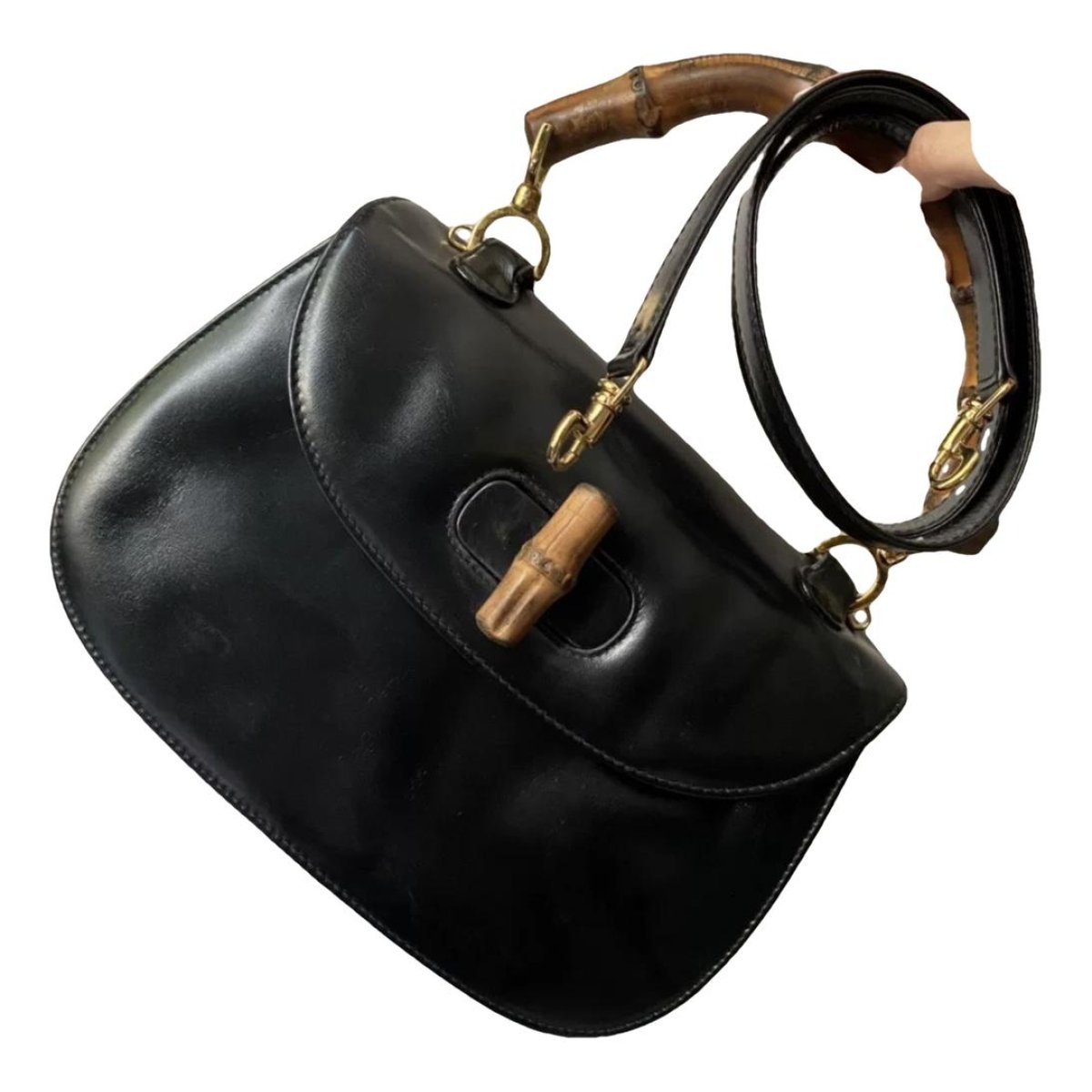 Convertible Bamboo Top Handle leather handbag