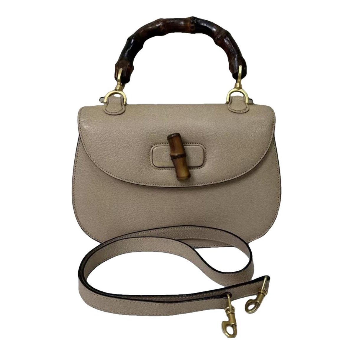 Convertible Bamboo Top Handle leather handbag
