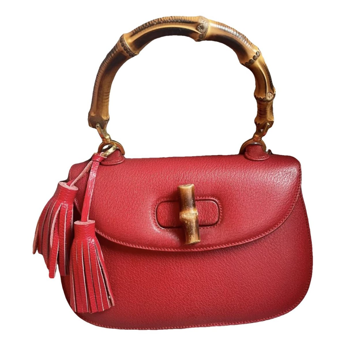 Convertible Pompon Bamboo Top Handle leather handbag