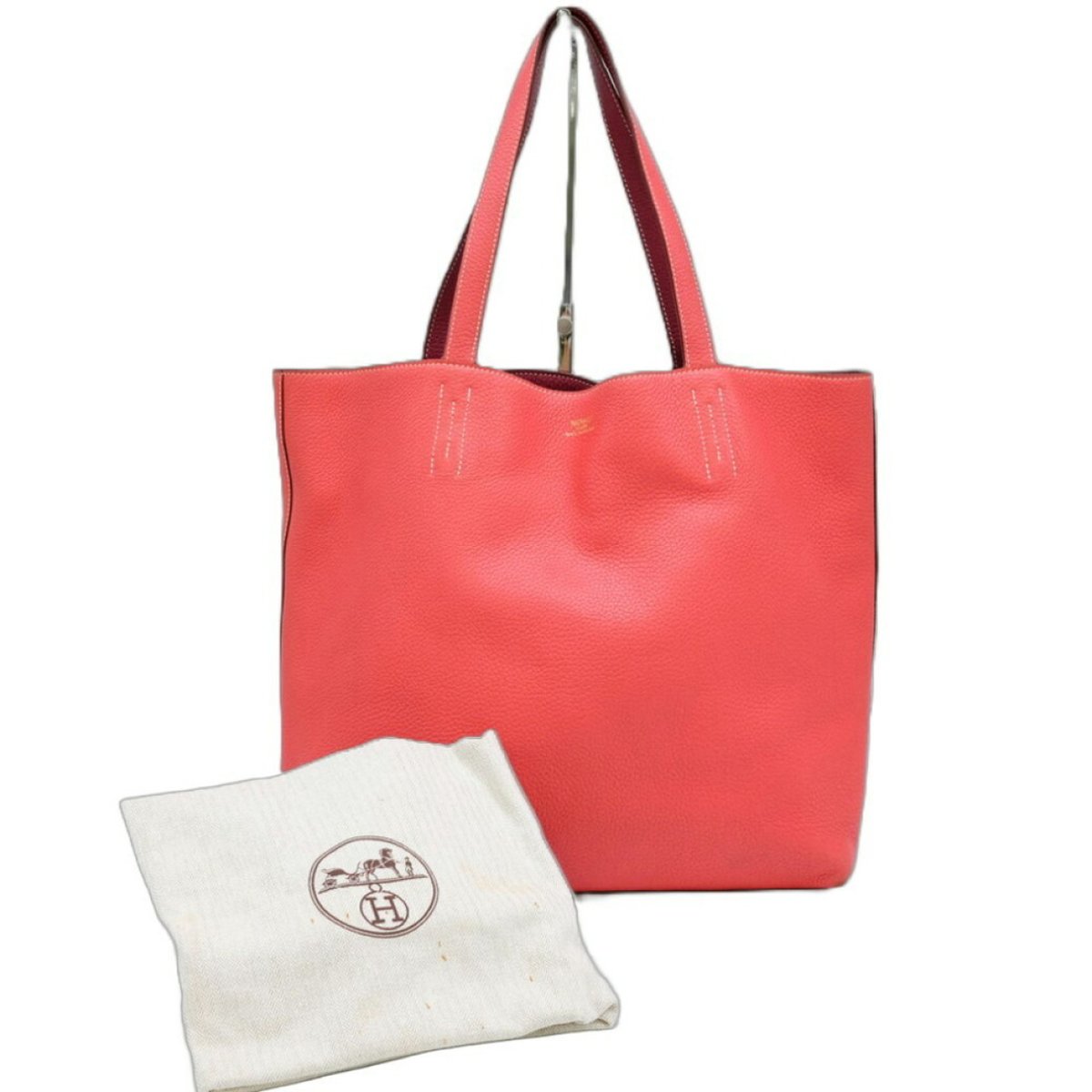 Double sens leather handbag