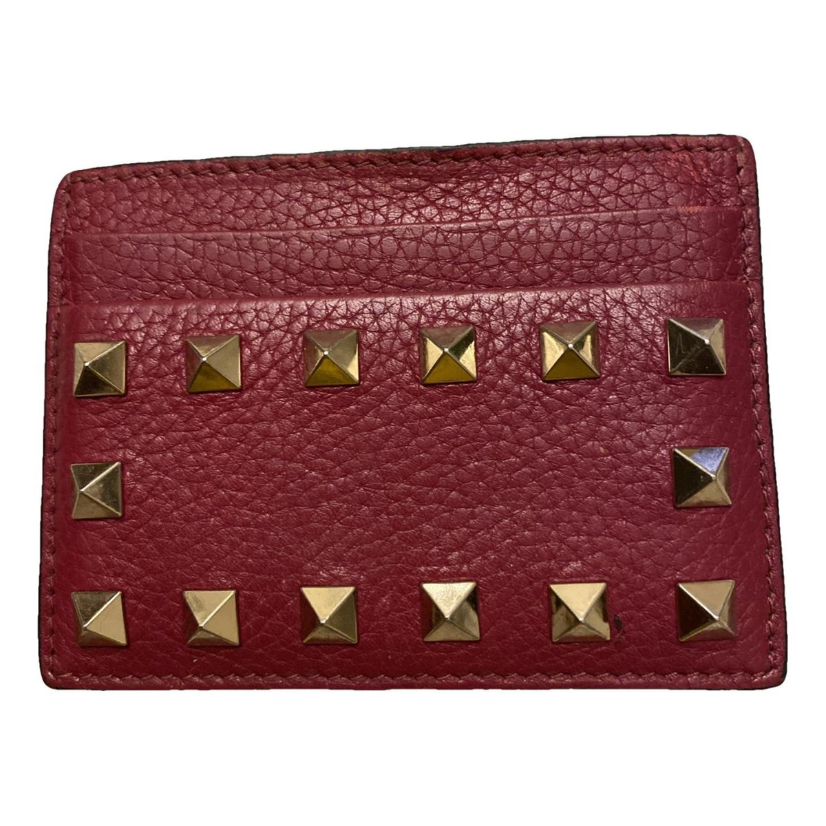 Rockstud leather card wallet