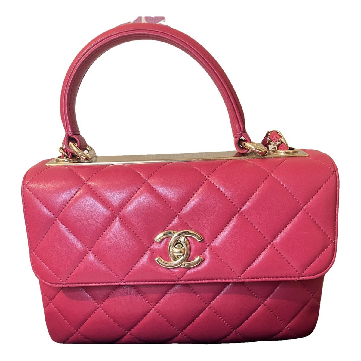Trendy CC Top Handle leather handbag