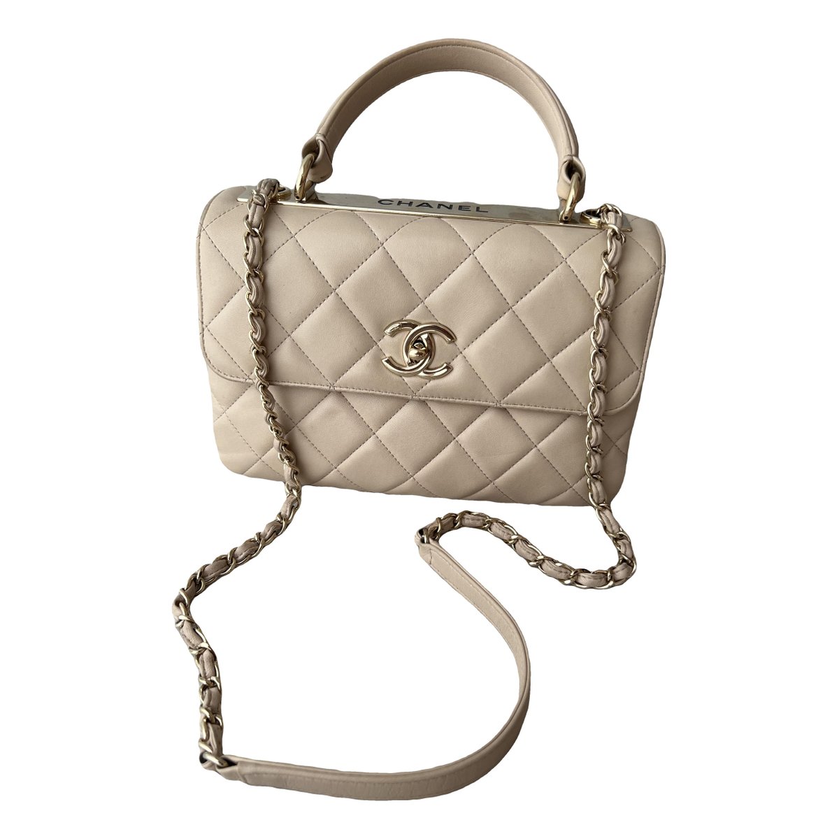 Trendy CC Top Handle leather handbag