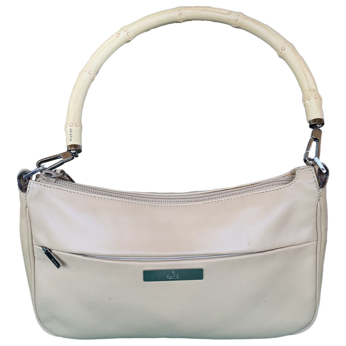 Bamboo Zip Top Handle leather handbag