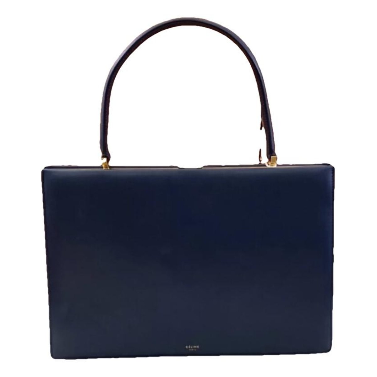 Clasp leather handbag